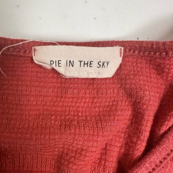 EUC Pie in the Sky Women’s Burnt Orange Peplum Crop Top Ruffle Cap Sleeve Size L - Picture 3 of 6